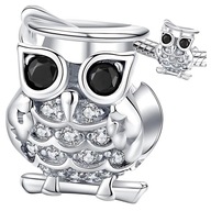 Náramky s príveskom Charms Bead OWL strieborné