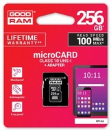 256GB CL10 UHS I microSD karta + GOODRAM adaptér