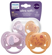 PHILIPS AVENT 2x ULTRA Mäkký cumlík DÝCHAČNÝ FLEXIBILNÝ MÄKKÝ ORT 6-18M