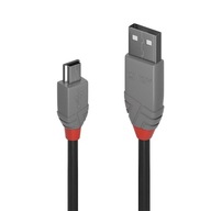 LINDY USB 2.0 A/M - miniUSB B/M kábel, Anthra Line 1m Black