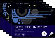 Technický blok INTERDRUK, čierny A4, 10 listov x5