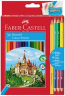 TROJUHOLNÍKOVÉ pastelky 36 FARIEB + ceruzka a strúhadlo Faber-Castell pastelky