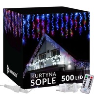 SOPLE 500 LED VONKAJŠIE SVETLÁ 22,5 m DIAĽKOVÝ BLESK GARLAND SVETELNÁ ZÁCLONA