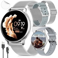 SMARTWATCH STRIEBORNÉ ELEKTRICKÉ HODINKY PRE ŽENY MENU PL VOLANIA 2 PRO STRAPES