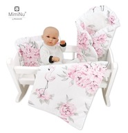 Súprava prikrývky, vankúšika a zavinovačky MimiNu Baby Born Peonie Pink pre bábiku