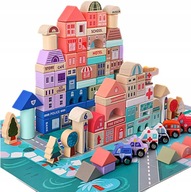 Drevené bloky City XXL triedič Puzzle podložka