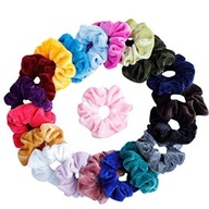 SCRUNCHIE GUMY NA VLASY FAREBNÉ ZAMATOVÉ GUMY SADA 20 KUSOV