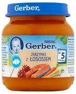 GERBER Delikátna zelenina s lososom 125g, 5m.