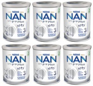 6x NAN 3 Optipro Plus upravené mlieko 800g