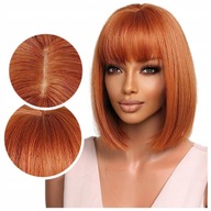 BOB Parochňa červená AKO NATURAL s ofinou červená ROVNÉ vlasy po ramená 30cm