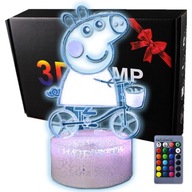 3D LED USB nočná lampa Peppa Pig + diaľkové ovládanie