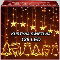 138 LED SVIETIDLÁ GARLAND SOBOVÉ ZÁCLONY HVIEZDY