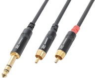 Jack kábel 6,3 mm samec - 2 x RCA samec 3 m