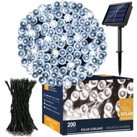 SOLÁRNE GARLANDOVÉ LAMPY 200 LED ZÁHRADNÉ solárne 22m STUDENÉ BIELE