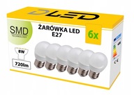 6x E27 LED žiarovka 720lm 8W 80W NEUTRÁLNA GUĽA