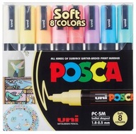 Popisovač Posca PC-5M s plagátovou farbou 8 ks PASTELY, JEMNÉ FARBY