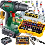 BOSCH AKUMULÁTOROVÝ SKRUTKOVAČ 18V DVE BATÉRIE + BITKY DEWALT 32 ks. KUFOR