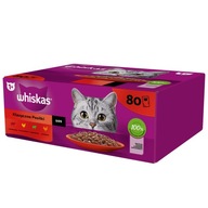 WHISKAS mokré krmivo pre mačky hovädzie kuracie mäso, jahňacie mäso, hydinová omáčka 80x85 g