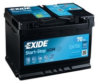 EXIDE START-STOP AGM 70AH 760A EK700 BATÉRIA !