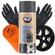 GUMA SPREJ TEKUTÉ FÓLIE SPREJ K2 COLOR FLEX MATNÁ ČIERNA 400ML + ZADARMO