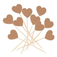 4x 50x Vintage Kraft Heart Cupcake Topper Food