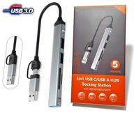 HUB ADAPTÉR USB 3.0 TYP C ČÍTAČKA KARIET SD TF 5Gbps