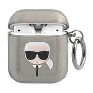 Karl Lagerfeld KLA2UKHGK AirPods 1/2 kryt čierny/čierny Glitter Karl`s Head