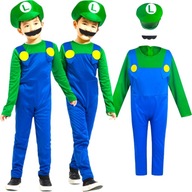 SUPER MARIO LUIGI OUTFIT CHLAPČENSKÉ ŠATY DO PALUBOVÉHO KOSTÝMU KLOBÚK MUSTACHE