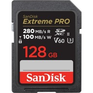 SANDISK EXTREME PRO SDXC KARTA 128GB - 280/100 MB/s V60 UHS-II