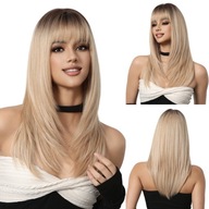 Dlhá Blonde Ombre Parochňa s prírodnou ofinou