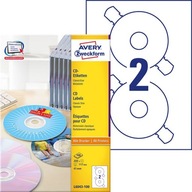 Etikety na CD Avery A4, 100 listov, 117 mm