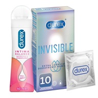 DUREX Invisible XL kondómy 10 intímny gél