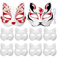 10× Therian Halloween Cat Face Mask DIY Paintable Cat Mask