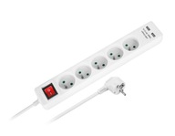 Rebel 5 predlžovacích káblov + 2 USB zásuvky, vypínač, 1,5 m