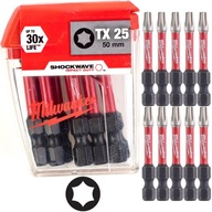 SET MILWAUKEE NÁRAZOVÝ BIT. TORX TX25 50mm 10 kusov