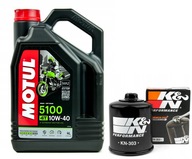 Olej MOTUL 5100 10W40 4L. + Filter KN-303, Yamaha YFM350 Bruin, 04-06