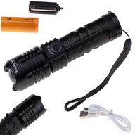 VÝKONNÁ LED TAKTICKÁ BATERKA XHP160 26650 USB ZOOM