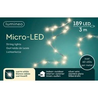 Svetlá micro 189 led strieborná/teplá biela 300cm