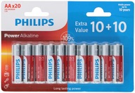 20x alkalická batéria PHILIPS PowerAlkalin LR6 AA