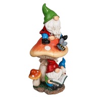 Záhradná ozdobná LED figúrka Gnome na čítanie 32 cm