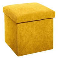 Žltý ROZKLADACÍ SKLÁDACÍ POUF s úložným priestorom 38x38cm