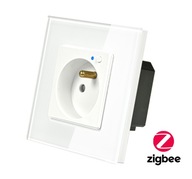 ZIGBEE WIFI TUYA SMART ELEKTRICKÁ ZÁSUVKA V SKLENENOM RÁME, BIELA