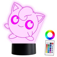 XL LED NOČNÁ LAMPA 3D Jigglypuff Pokémon 16 farieb + gravírovanie mena diaľkového ovládača