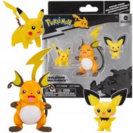 VÝVOJ POKÉMONOV PIKACHU PIHU RAICHU POKEMON 3 BALENIE ORIGINÁLNYCH POSTAVIEK