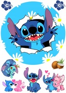 LILO A STICH + CHARAKTERY cukrová oblátka na tortu A4