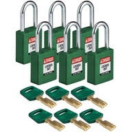 Visiace zámky SafeKey - nylonové 6ks NYL-GRN-38ST-6PK