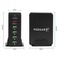 Feegar Tower 86W 6x USB typ C nástenná nabíjačka