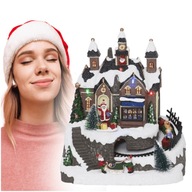 Hudobná skrinka, vianočná dedina, LED vianočná dekorácia, napájaná AA batériami