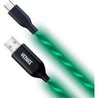 Yenkee 1m USB 2.0 USB-C typ C kábel, SVIETIACA LED do auta 100cm