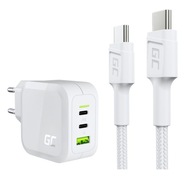 Biely kábel USB-C - USB-C 1,2 m + nabíjačka GaN 65 W